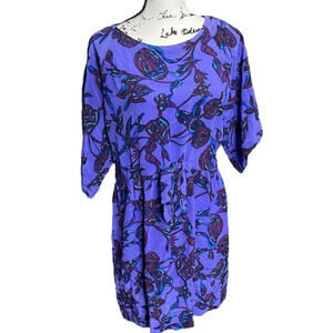 Anthropologie Sunner Floral Dress 100% Silk medium tie waist